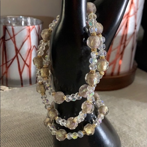 Handmade Pink Champagne Necklace & Bracelet Set - Picture 5 of 7